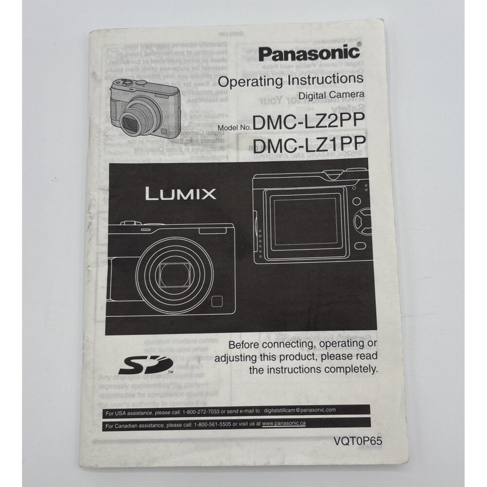Panasonic Lumix DMC-LZ2PP,DMC-LZ1PP Digital Camera Operating Instructions Book